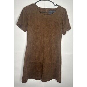 Paper Crane Women’s Short Sleeve Faux Suede Mini Dress Brown Size Medium
